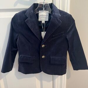 BRAND NEW Janie and Jack Boys Navy Blue Velvet Blazer